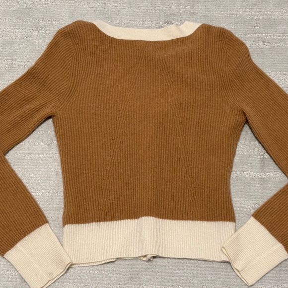 Rag & Bone 100% Cashmere Cardigan Brown & White - Size 8P - Picture 5 of 5